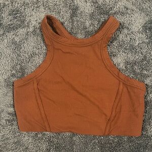 Lululemon - Ribbed Nulu High-Neck Yoga Bra - Roasted Brown